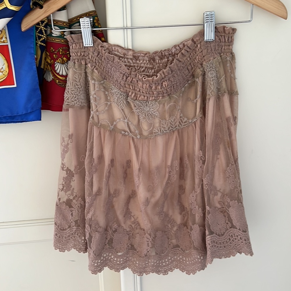 Boutique Vintage Lace Light Pink Paris Mini Skirt